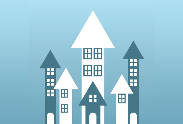 illustration: buildings with arrow-shaped roofs (iStockphoto)