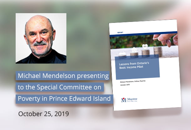 Image: Michael Mendelson presenting to the Special Committee on Poverty in Prince Edward Island