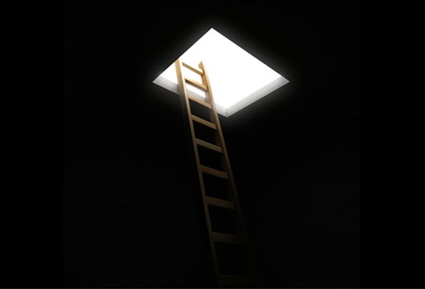 A ladder leading out of darkness (iStockphoto)
