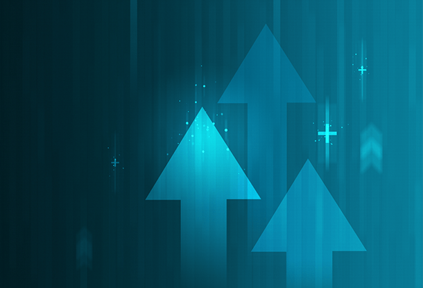 Image: array of blue arrows pointing upwards (iStockphoto)