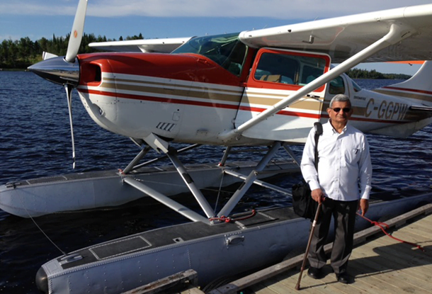 photo: Dr. Shah with biplane