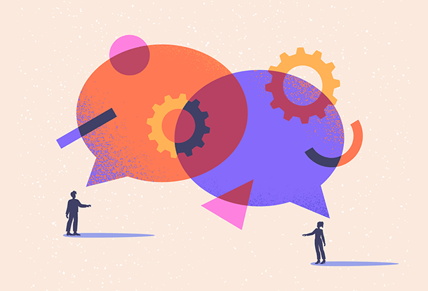 illustration: figures having productive dialogue (iStockphoto)