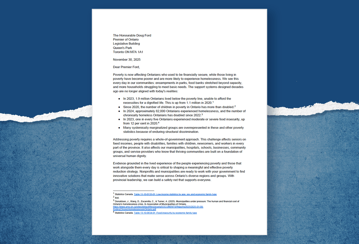 image: page of a letter on a blue background