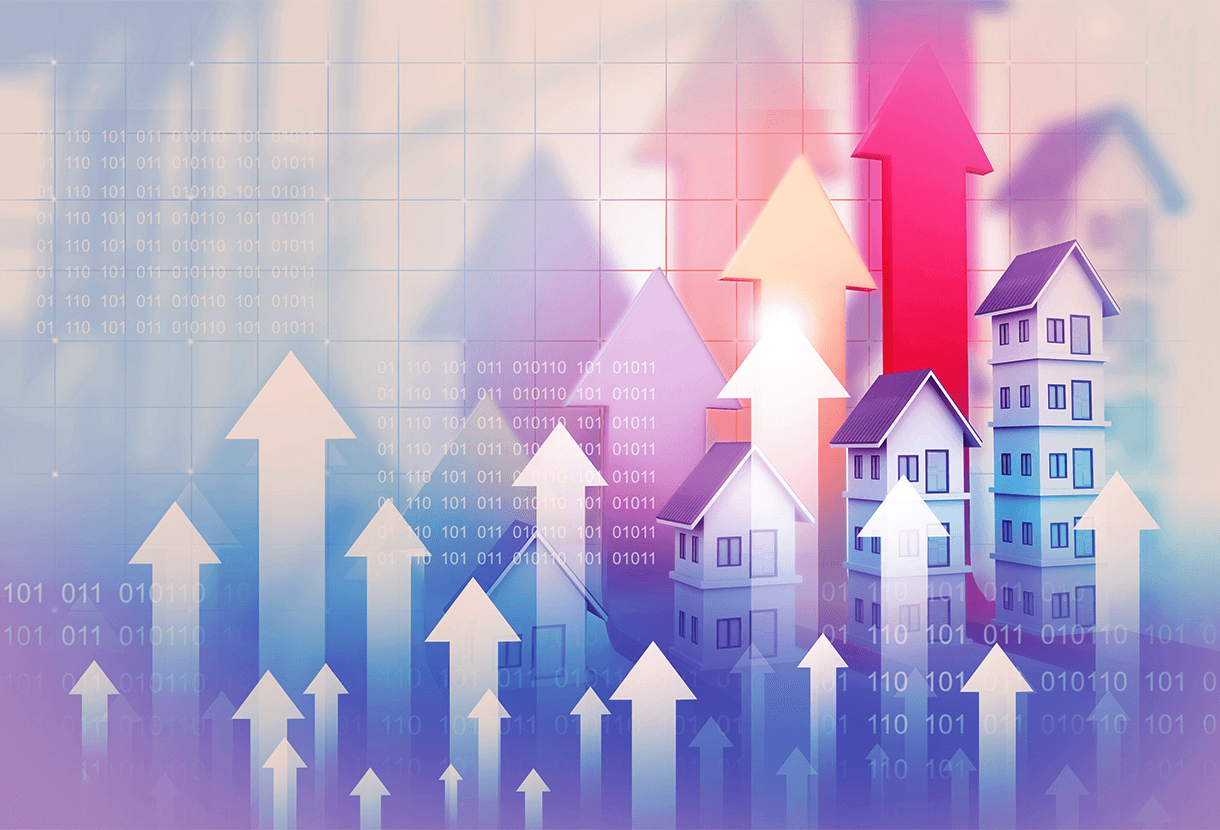 image: upwards arrows with housing images (iStockphoto)