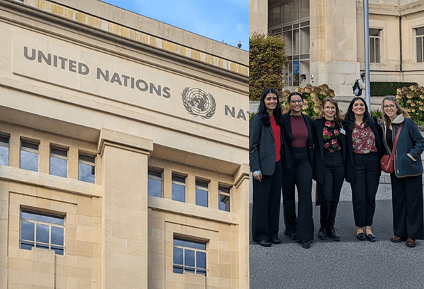 Image: UN building, group of women